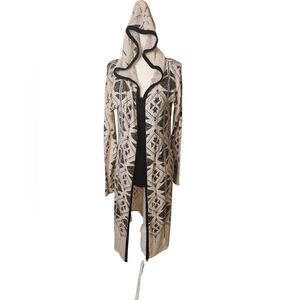 Silvergate Black/Cream Aztec-Nordic Inspired Duster/Cardigan/Sweater Size S